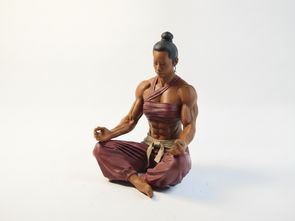 Female Bodybuilder Meditating Figurine 3D Printable