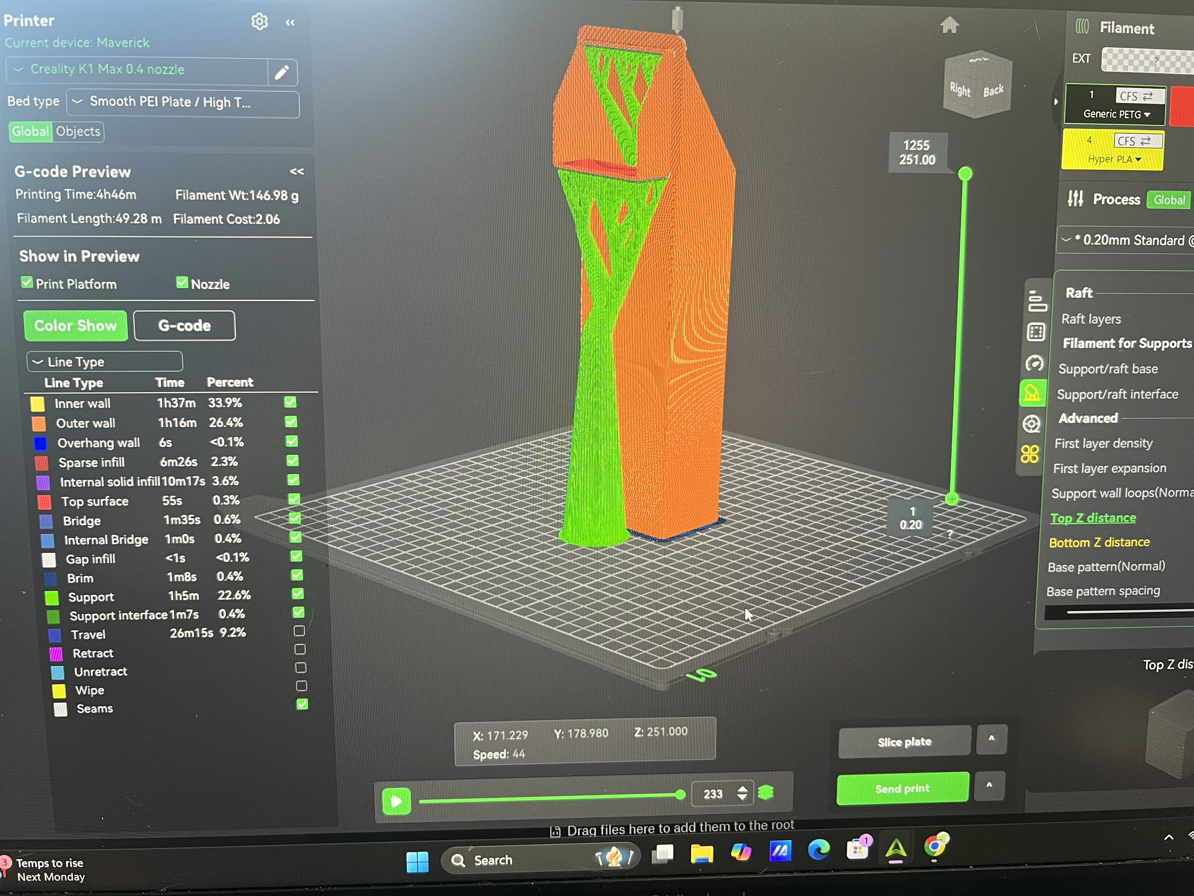 Creality K1 Max Purge Chute Mod