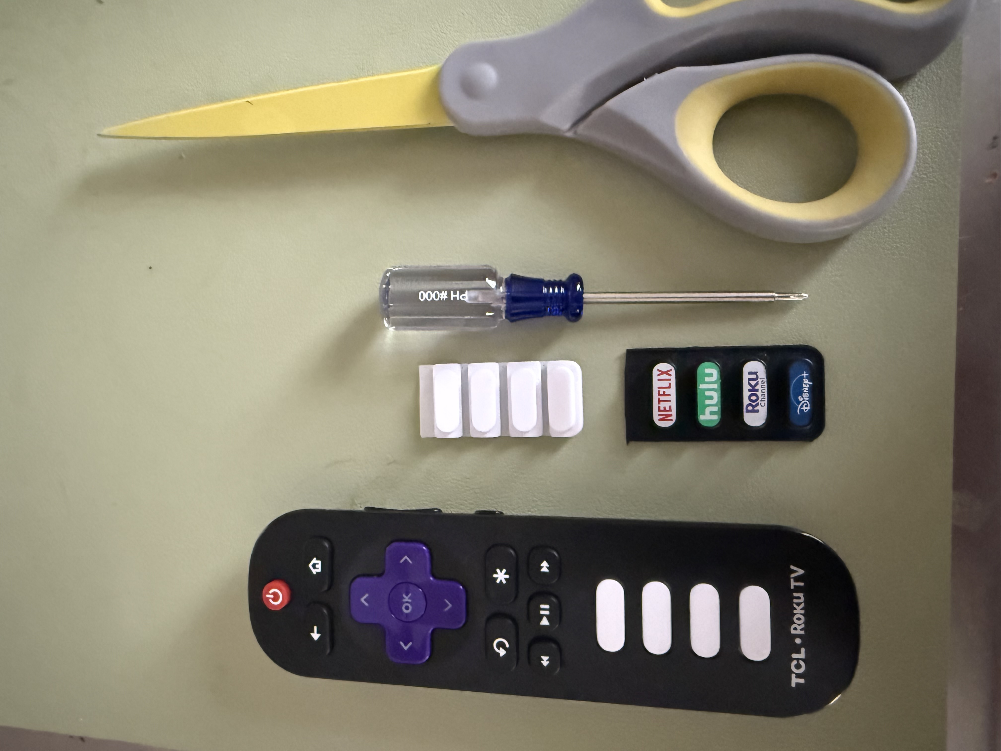 Roku Remote Button Delete (TCL, 4 vertical buttons)
