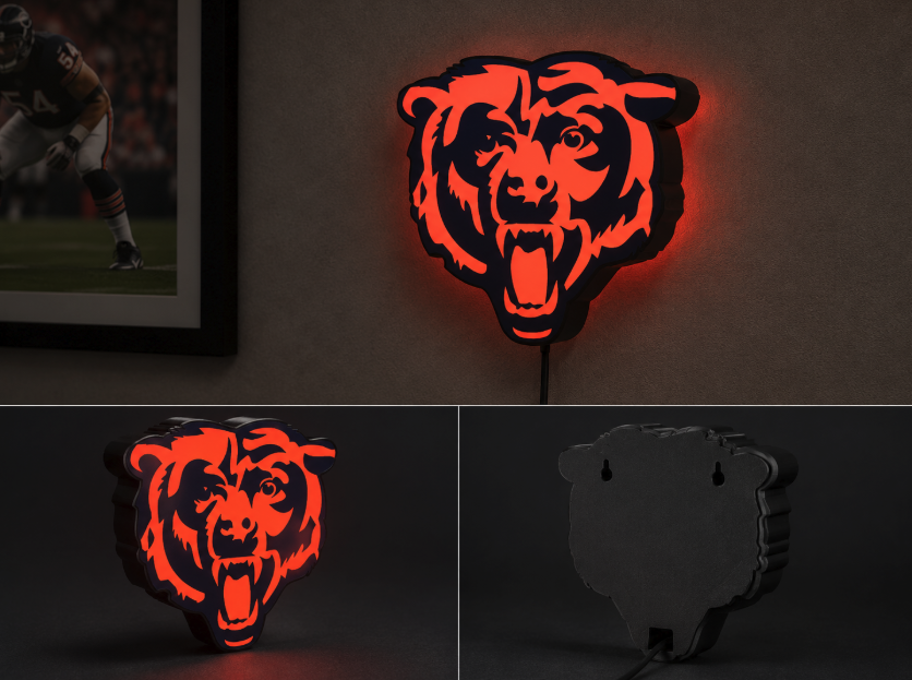 Chicago Bears  LED Light Box | Multi-Color 3D Printable STL