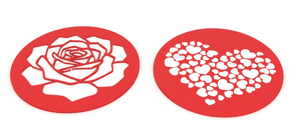 Dessous-de-Verre saint valentin : Rose & Cœurs