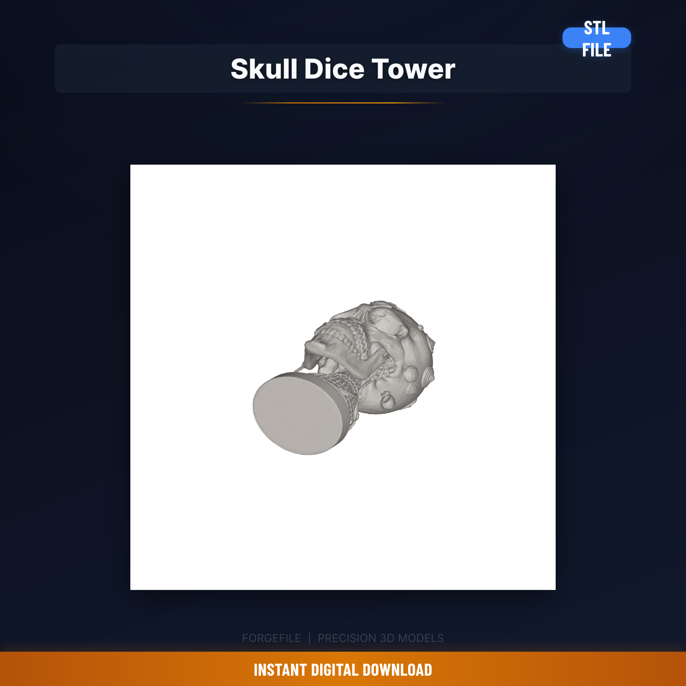 Large Skull Dice Tower, Dice Enter Through Top Of Skull, Exit - 3D Printable STL File