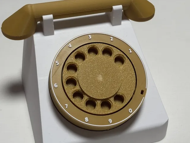 Retro Rotary Dial Telephone - Working Geared Dial with Printed Spring, No Supports