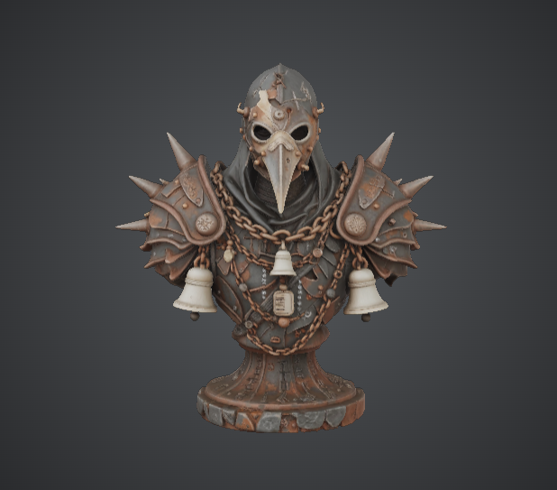 Plague Knight Bust – Dark Fantasy Plague Doctor Warlord