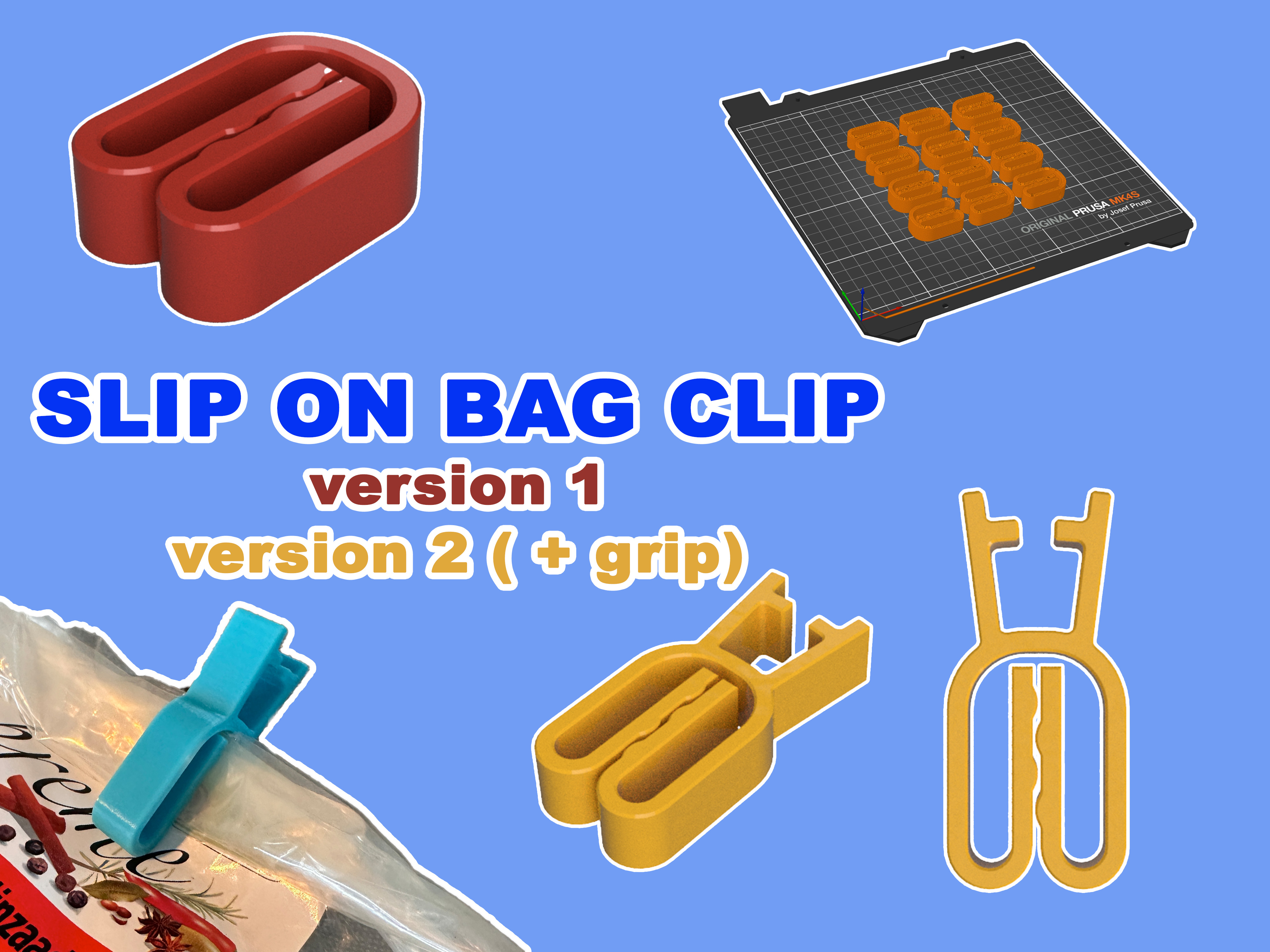 Slip On Bag Clip (new version with grip)
