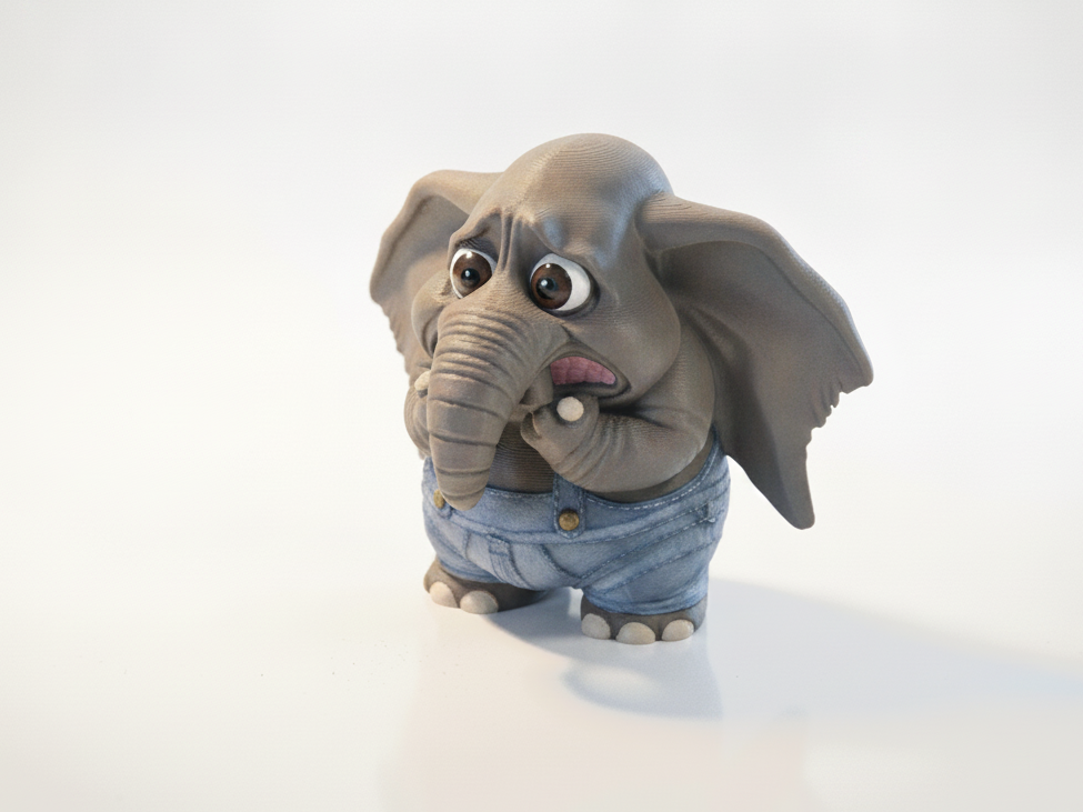 Scared Elephant Figurine Animal 3D Printable