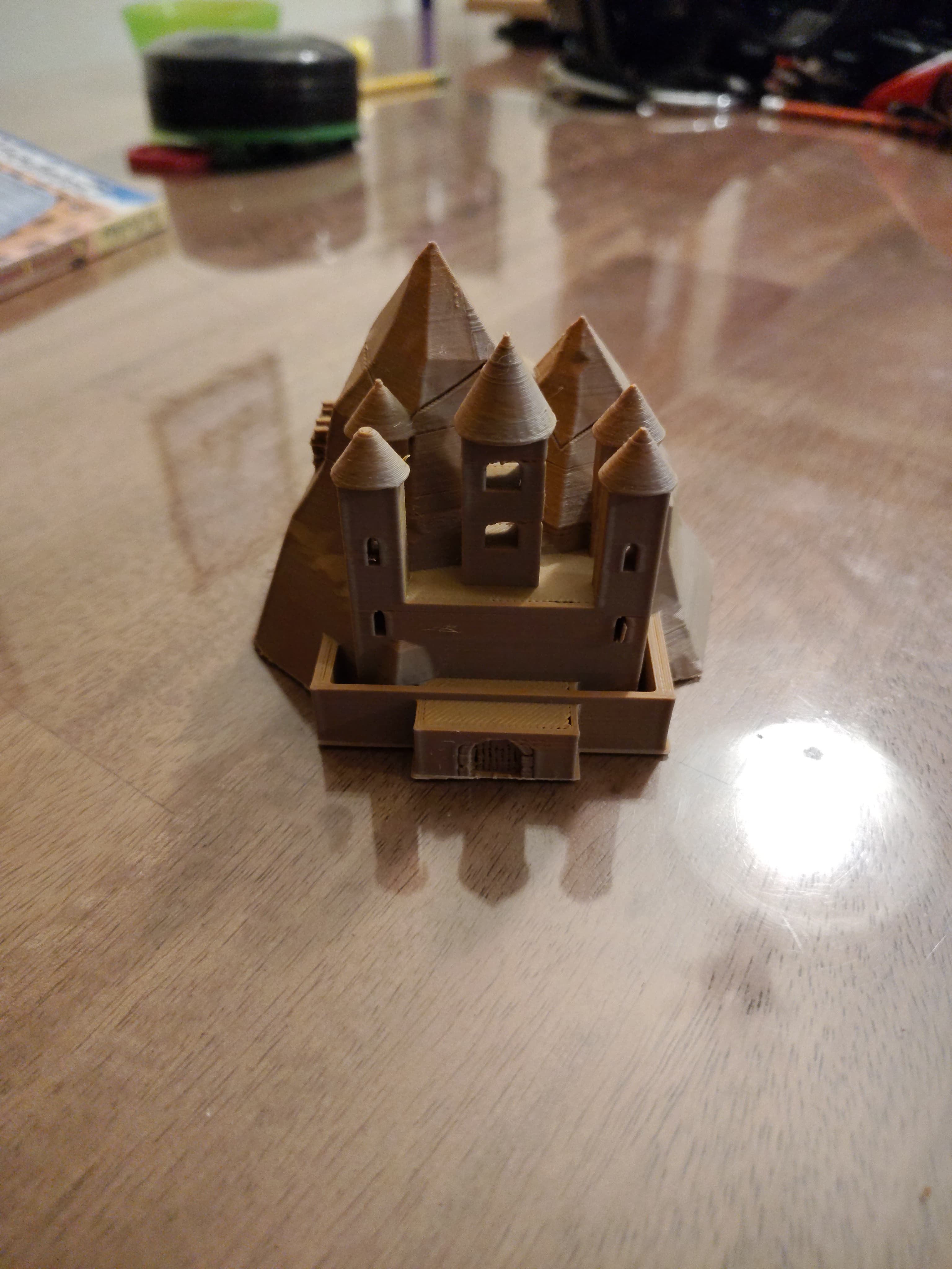 Castle on mountain side.