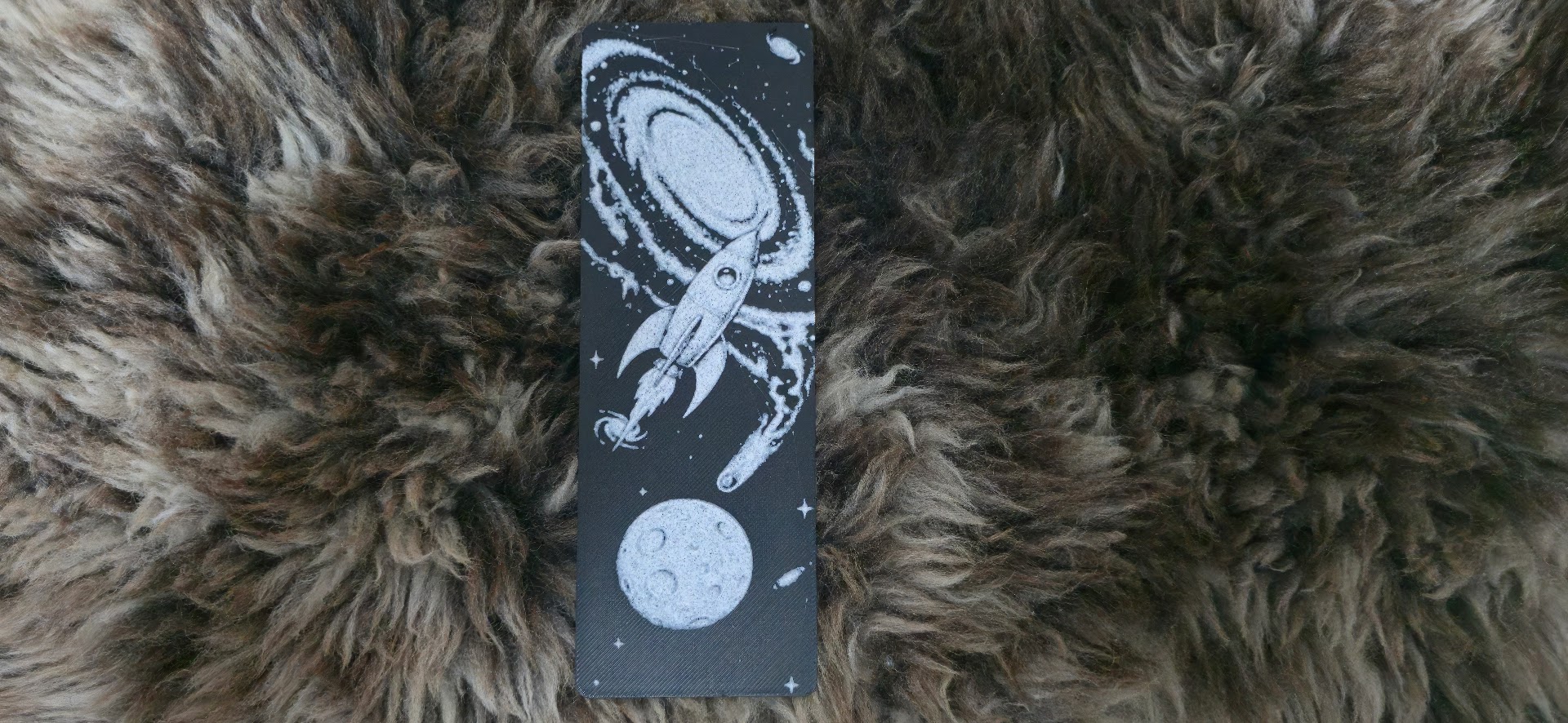 Retro Rocket Moon Bookmark