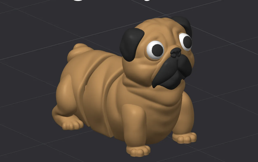 Flexi Pug & Keychain - Print in place No supports