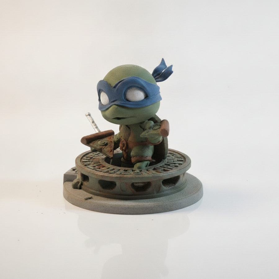 Baby Ninja Turtle Emerging From A Sewer Manhole Figurine 3D Printable