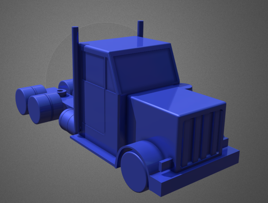 Print-in-Place Semi Truck and 6 Car trailer