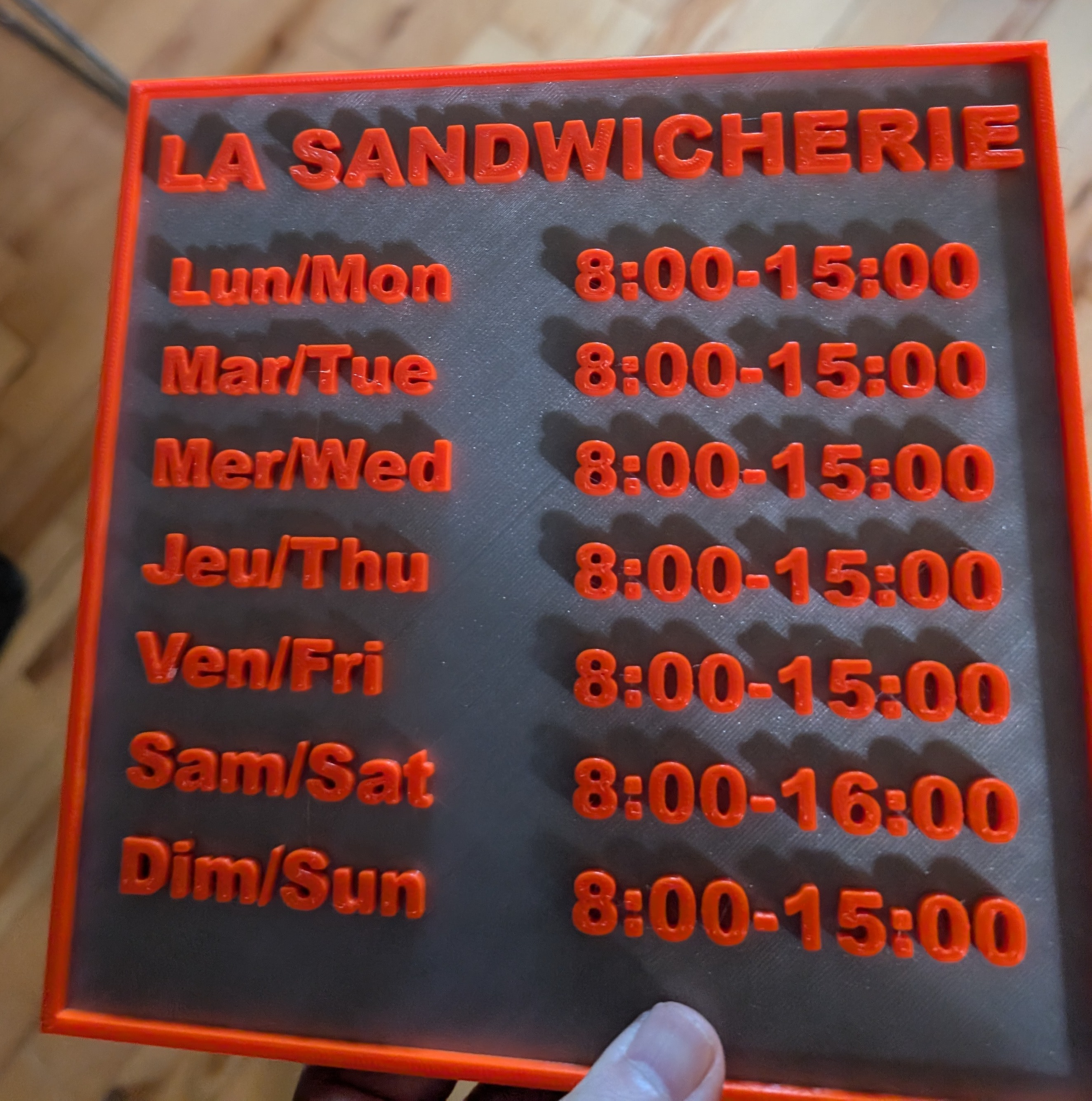 Customizable OpenSCAD Store hours sign