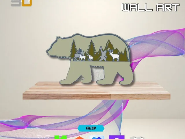 Mystical Forest Bear Scene – Layered 3D Wall Art