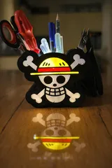 LED Straw Hat Skull Pen Holder – RGB Desk Organizer | Easy Print
