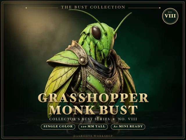 Grasshopper Bust Sculpture, Grasshopper Monk