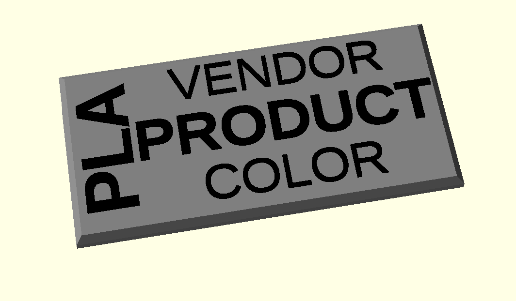 openSCAD Label Designer for Ultimate Cereal Container Filament Drybox with 3 centered lines and type