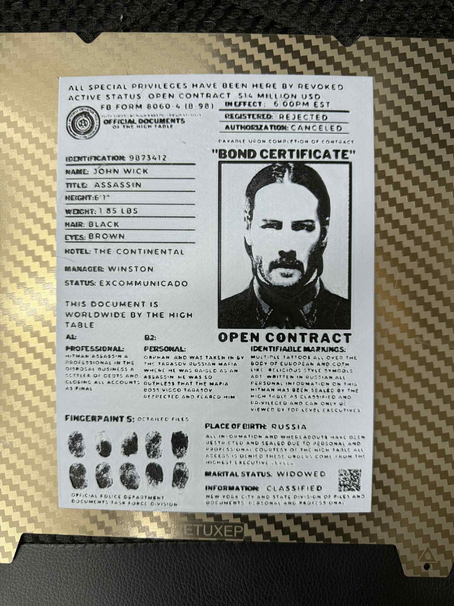 John Wick Open contract