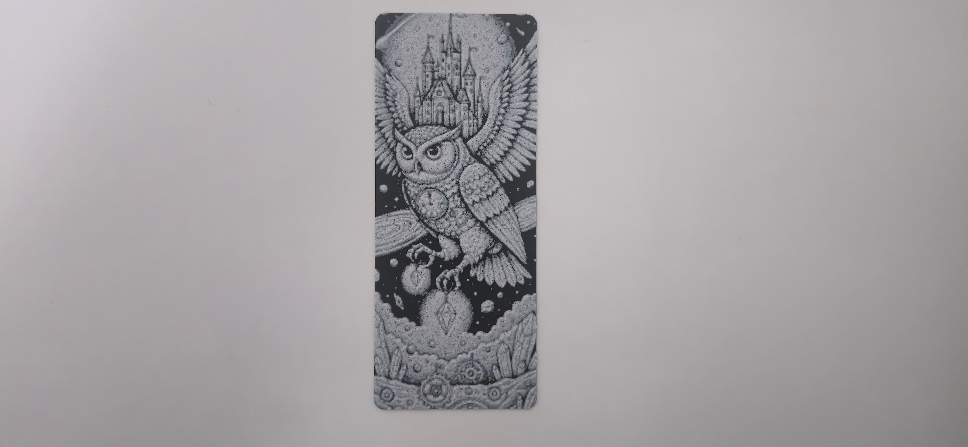 Cosmic Clockwork Owl Fantasy Bookmark