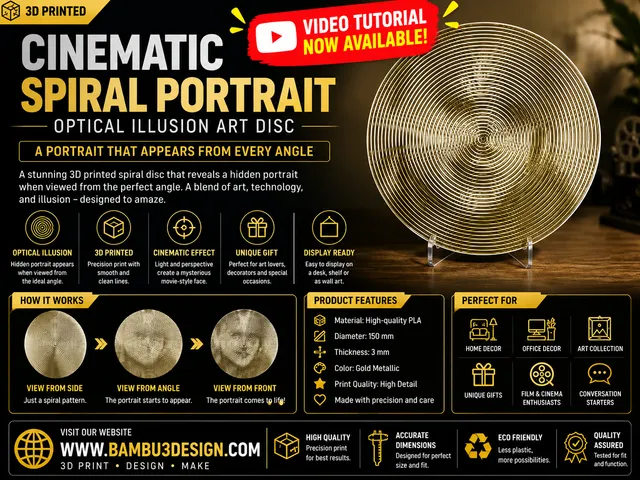 Cinematic Spiral Portrait Optical Ilusion Art Disc
