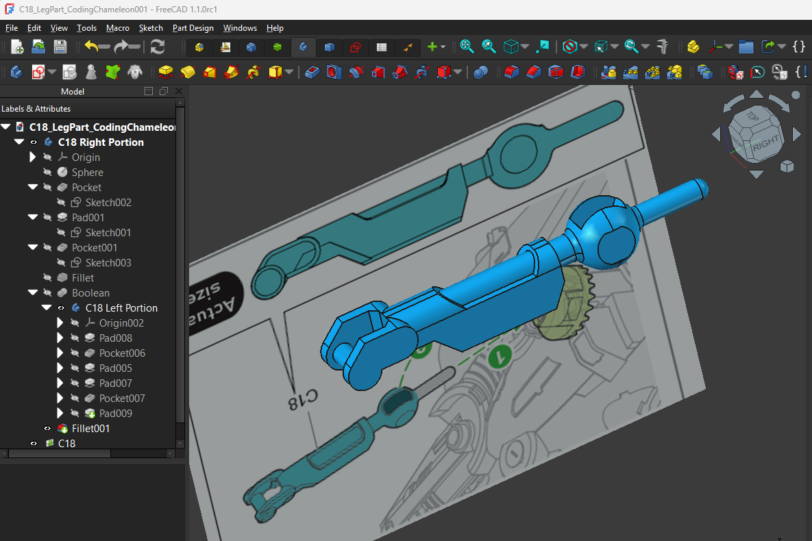 My Robotic Pet Coding Chameleon C18 Front Upper Leg Part