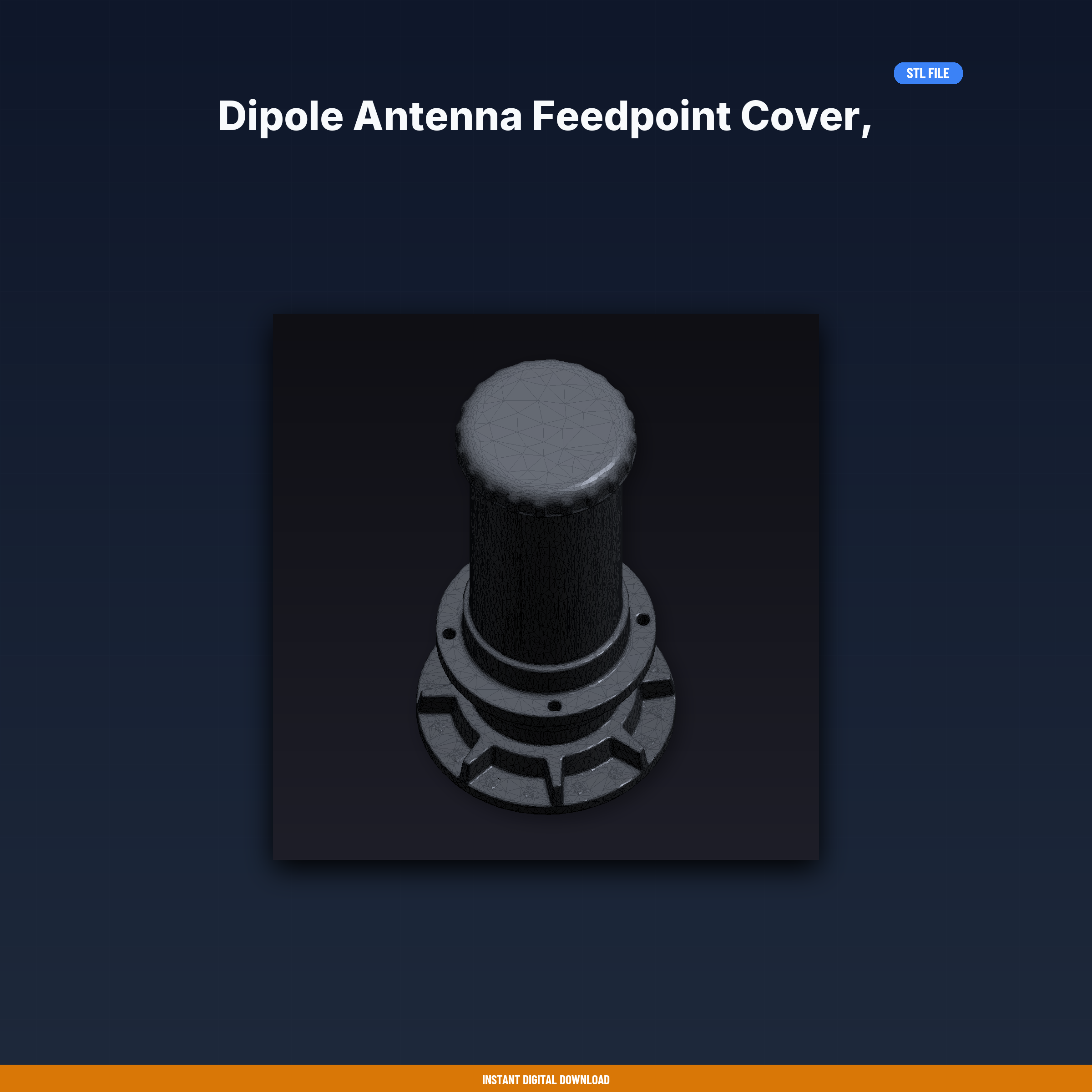 Dipole Antenna Feedpoint Cover, Weather Protection, Insulator Housing - 3D Printable STL File