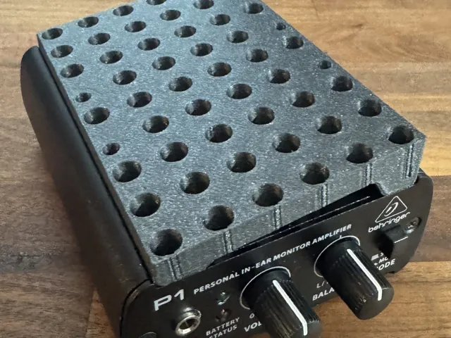 Spacer / Holder for Behringer P1 Headphone Amp to a Temple Audio Solo-18 Pedalboard