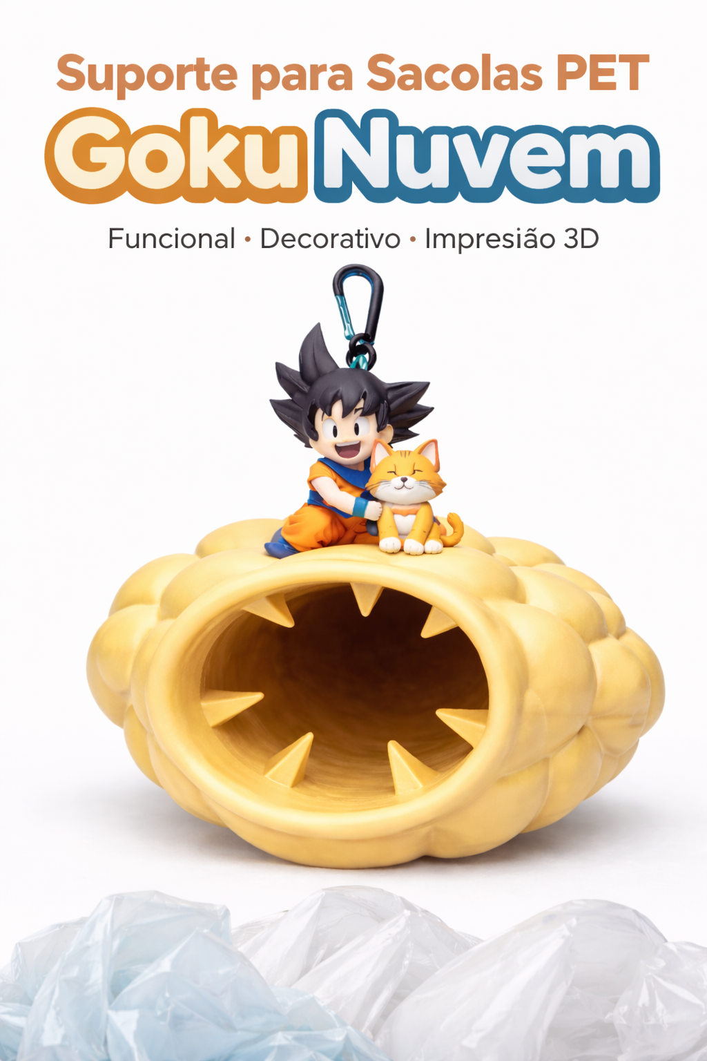 Suporte para Sacolas PET – Goku Nuvem