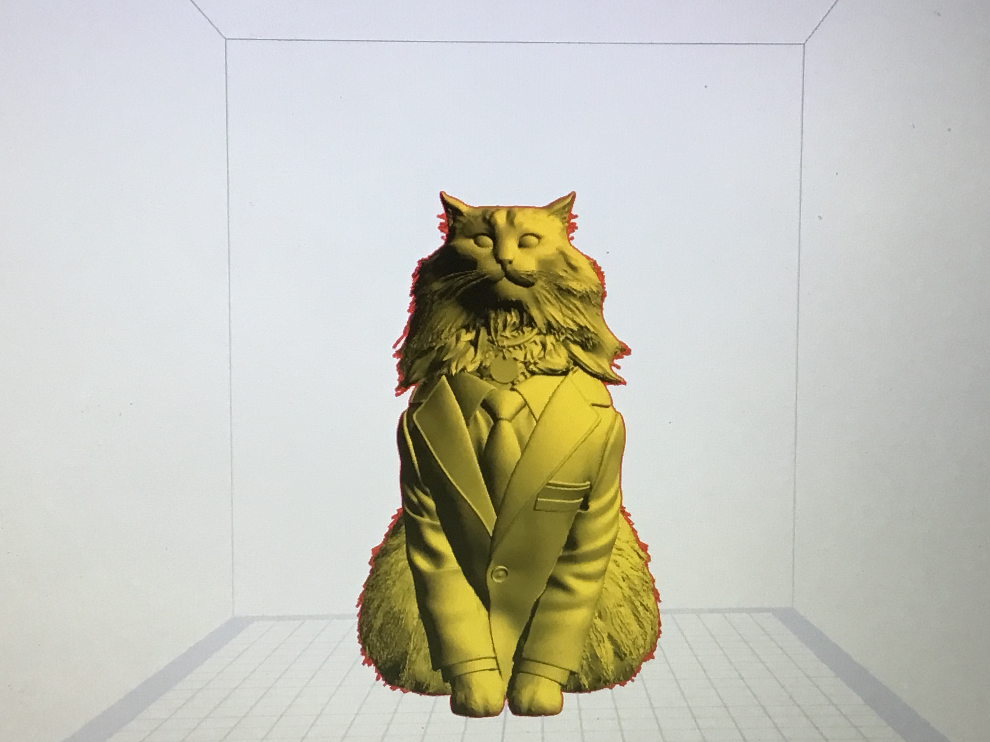 Cat in Suit – Stylized Sitting Cat (print in place) 3D model