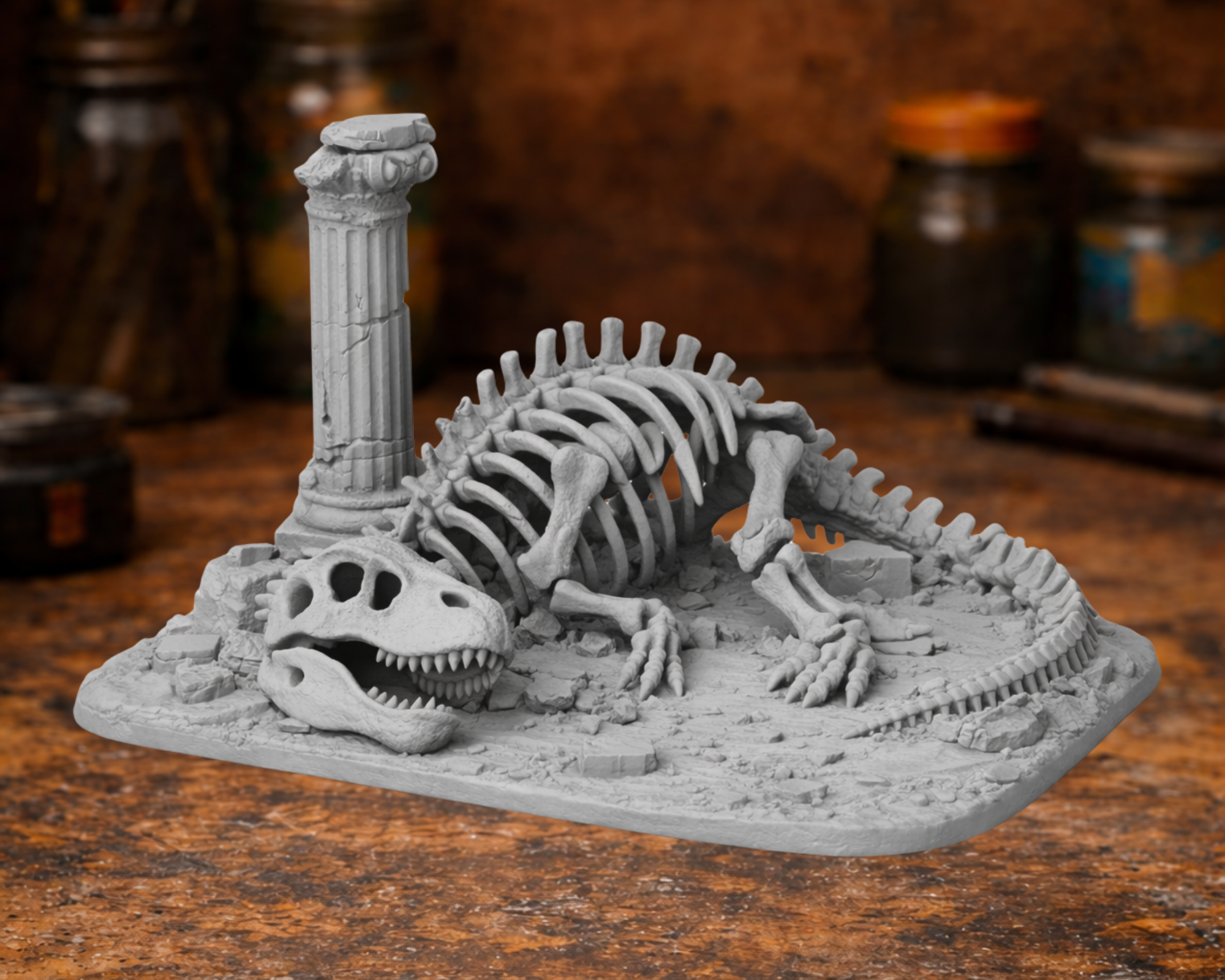 Ancient Dinosaur Skeleton Ruins Diorama