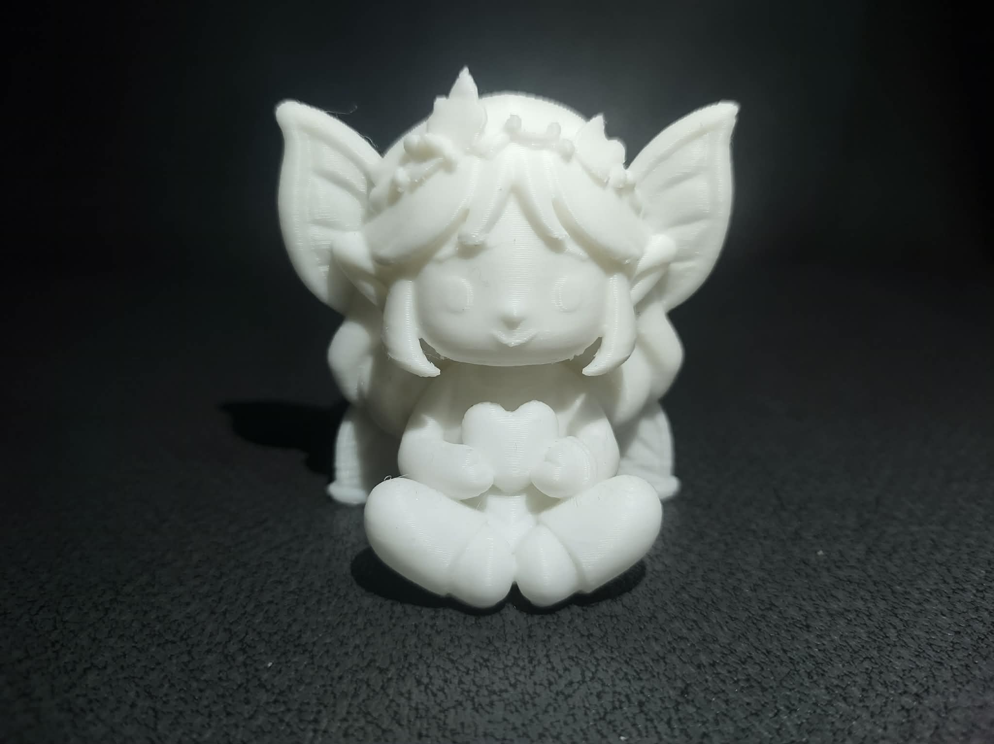 Sitting Chibi Heartkeeper Magical Fairy With Flower Crown