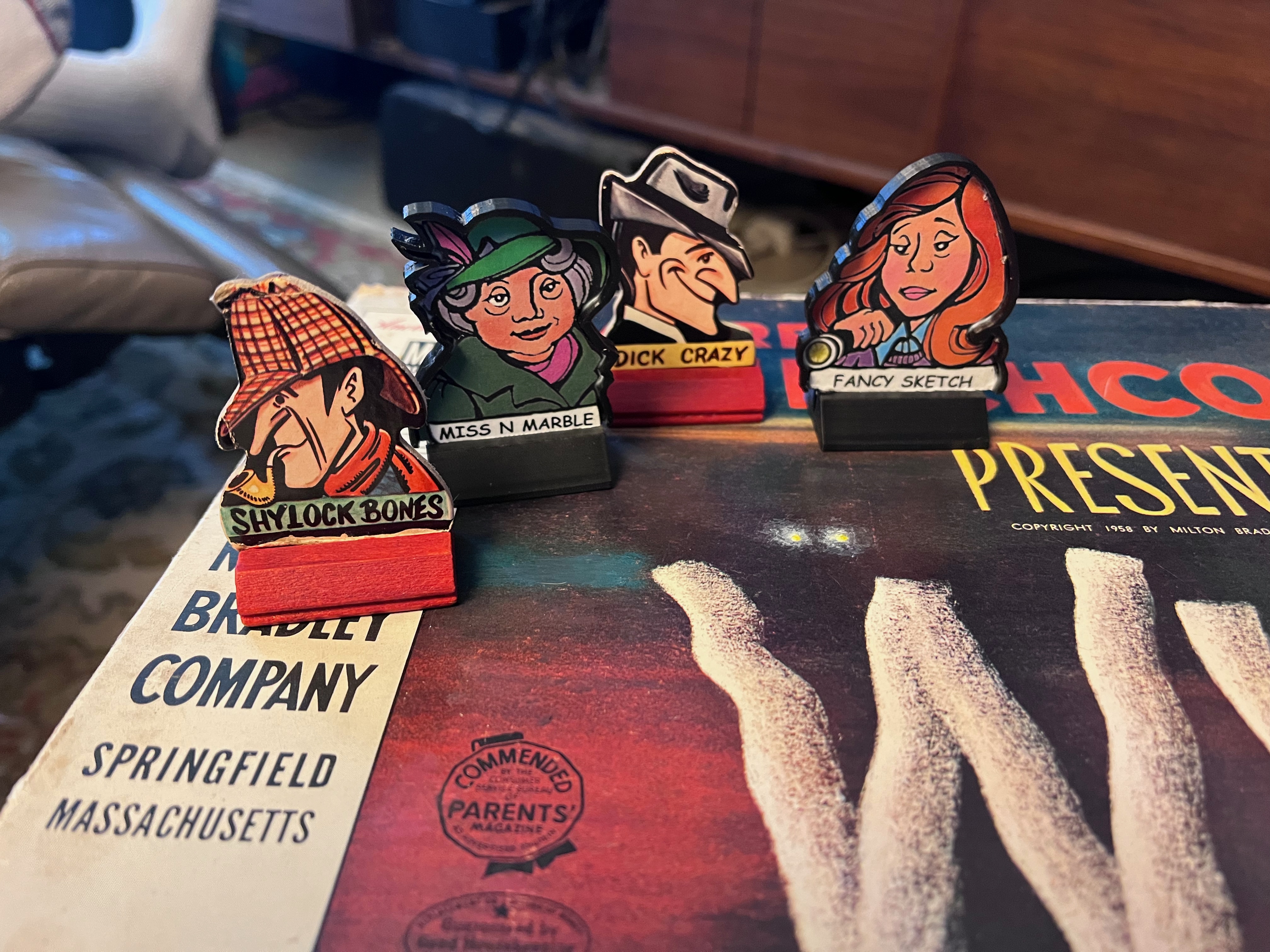 Female Detective Tokens and base for for Alfred Hitchcock Presents: WhY? Boardgame