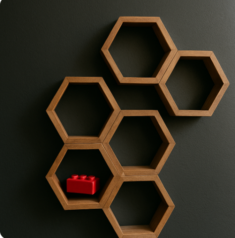 honey comb wall shelfs