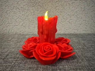LED Kerze mit Rosen