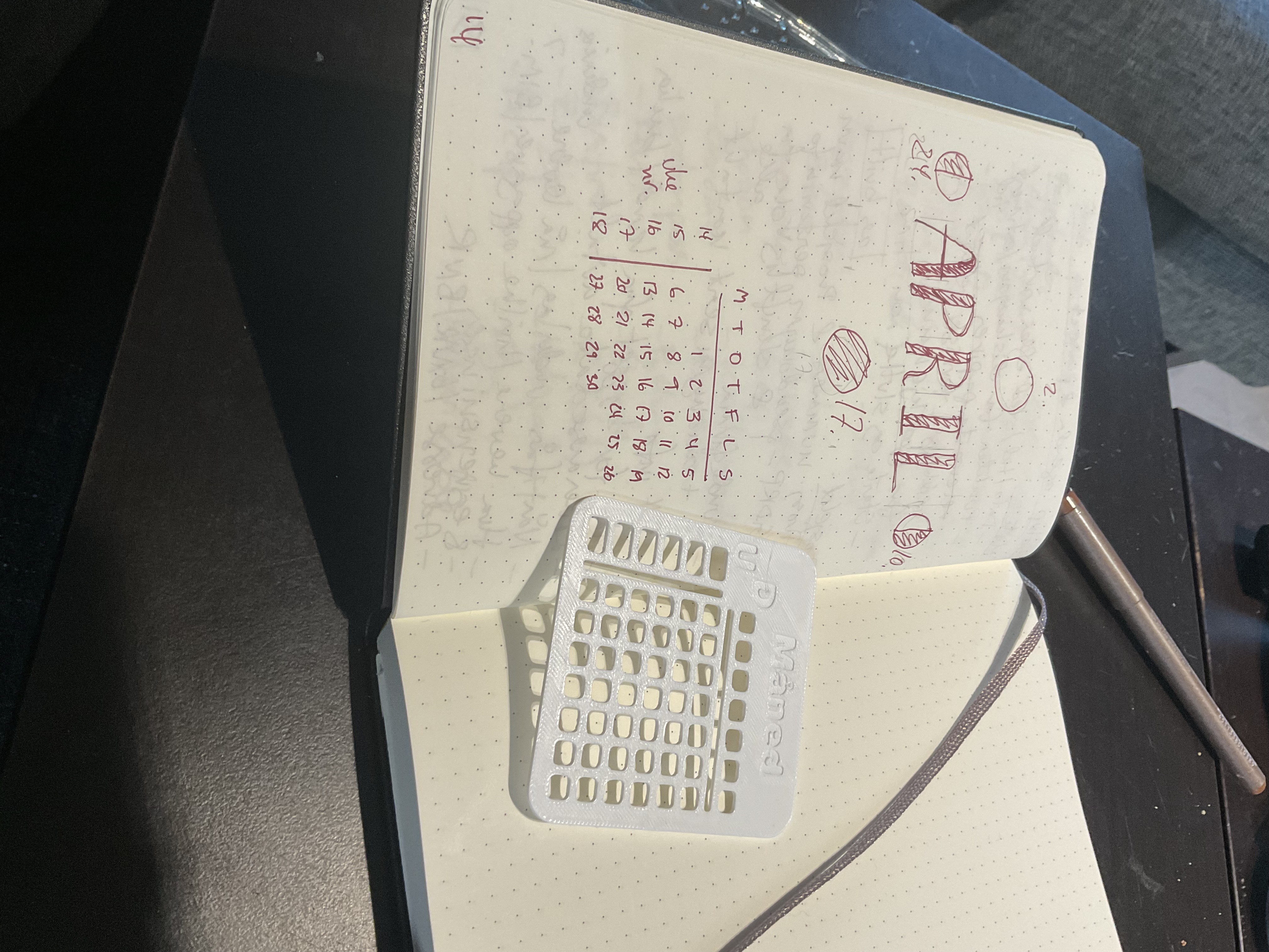 BulletJournal monthly calendar stencil