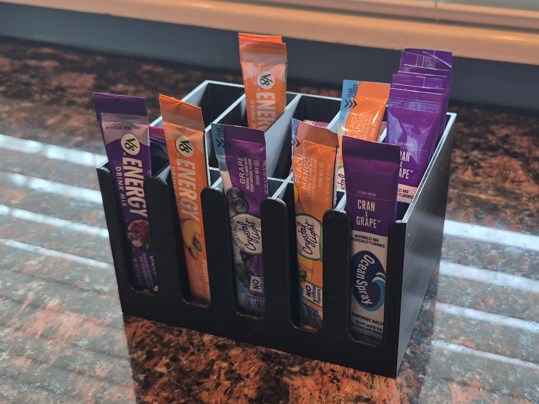 Drink Mix Packet Holder - 5 Narrow Slots - No Bottom Dispensing Holes