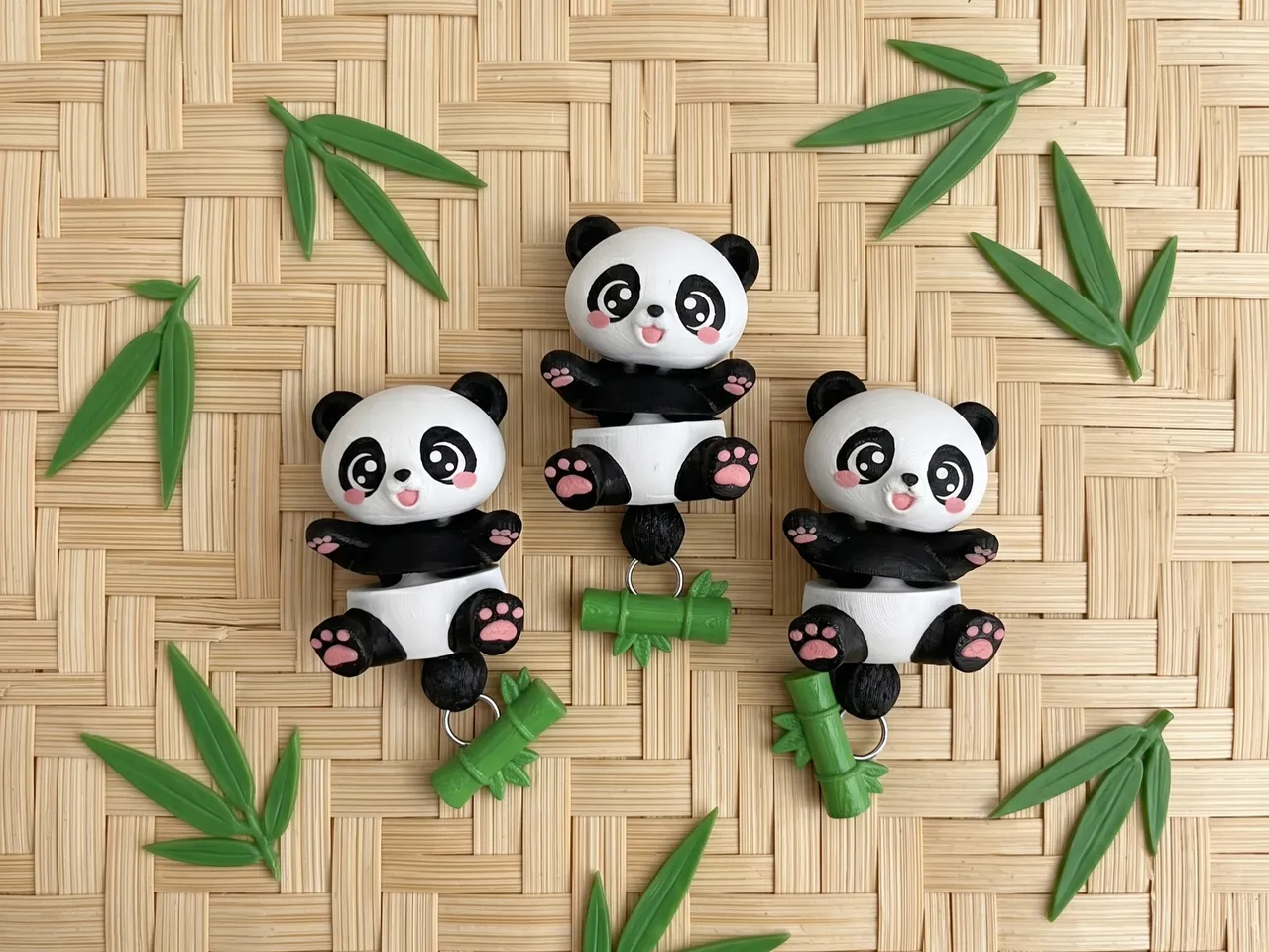 Fluffy Tail Cute Flexi Baby Panda - Articulated Toy, Keychain and