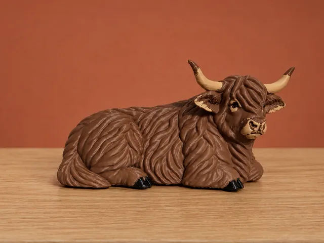 Realistic Highland Cow Farm Figurine