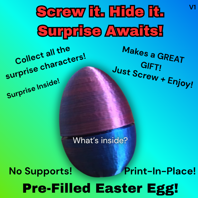 Print-In-Place Pre-Filled Easter Egg! No Supports! (COLLECTIBLES INSIDE!)
