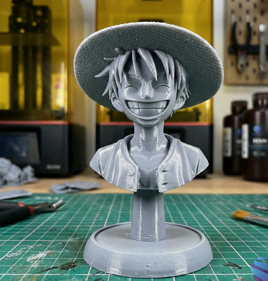 Monkey D. Luffy Bust One Piece Straw Hat STL 3D Print Figure Statue — miniatura 10