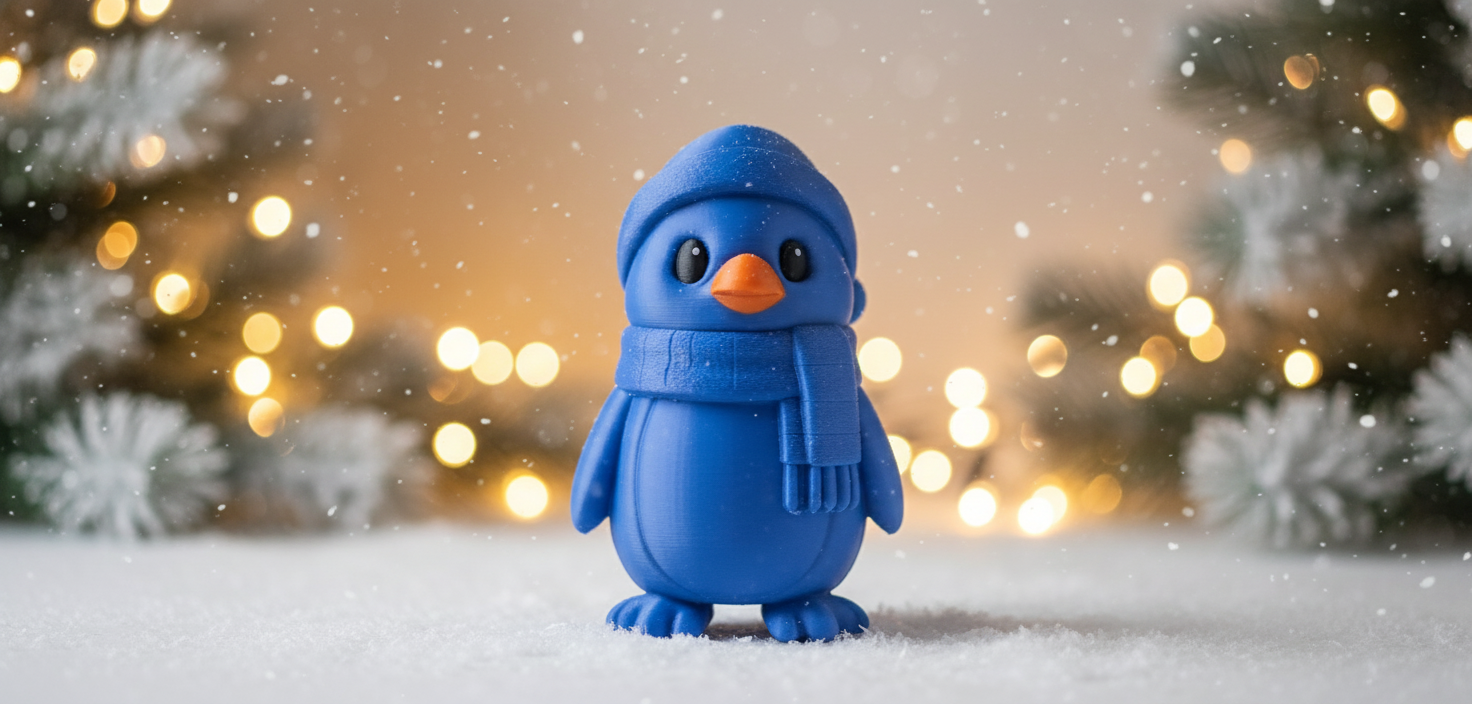 Penguin with Winter Hat and Scarf Christmas Figure
