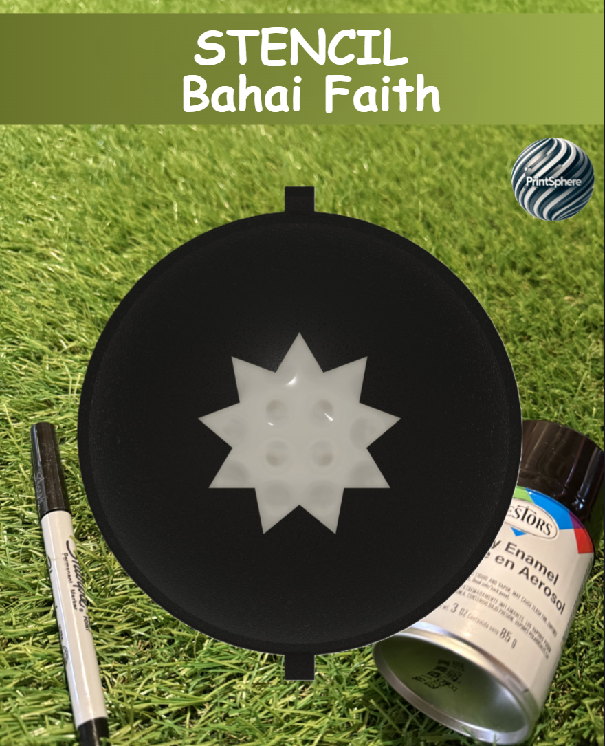 Golf - Golf Ball Stencil - Insert - Religious - Baha'i - 9 pointed Star - Marker
