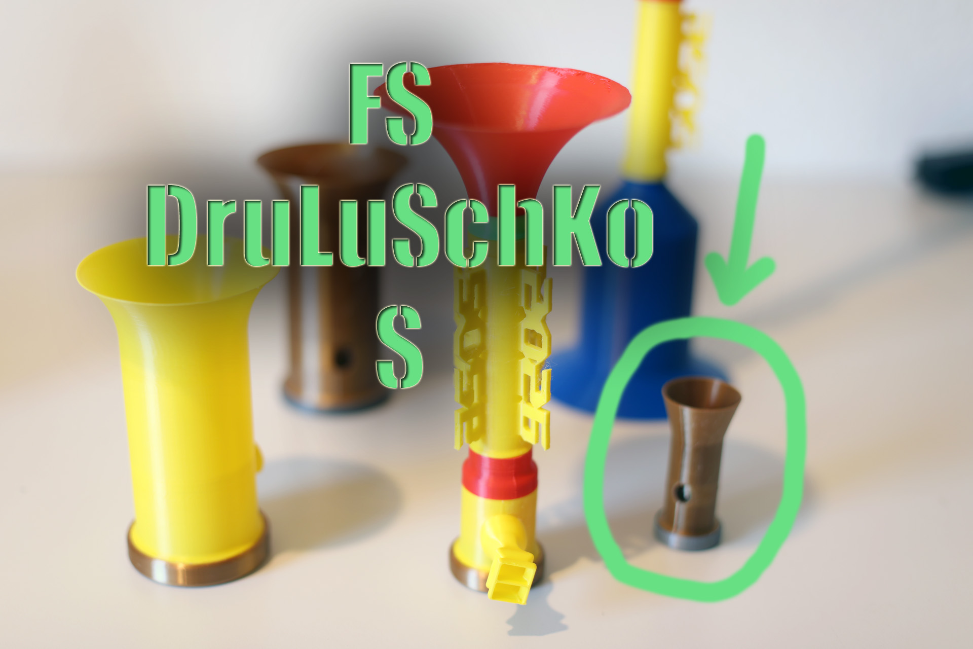 Membran-Pfeife - Tröte S / Membrane whistle - horn S - FS DruLuSchKo S