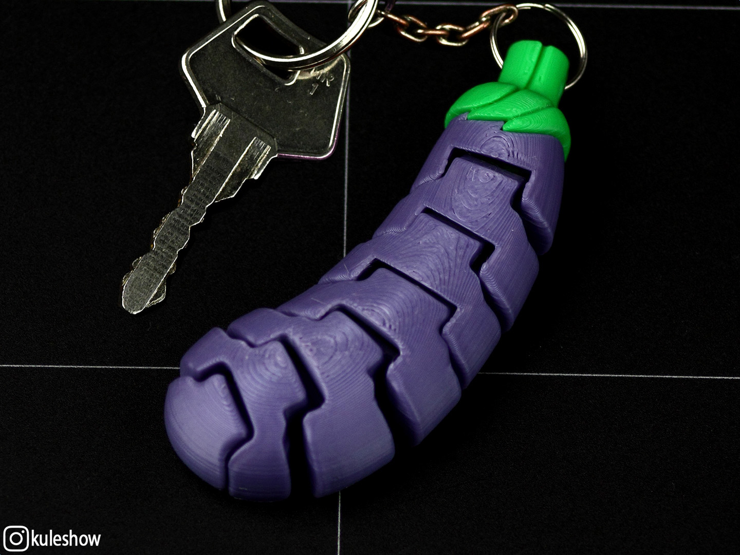 Flexible Eggplant keychain