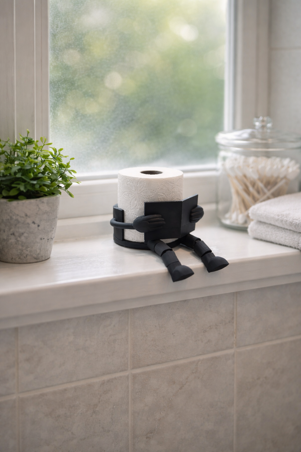 Toilet Paper Holder - Portarotolo carta igienica “Lettore seduto” – Supporto bagno divertente