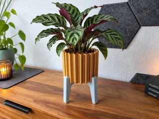 Moderner 3D-gedruckter Blumentopf mit Puzzle-Ständer in klein by Ben Burnski