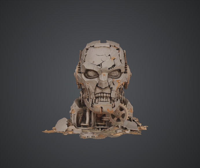 Destroyed Robot Head – Sci-Fi Machine Skull Ruin