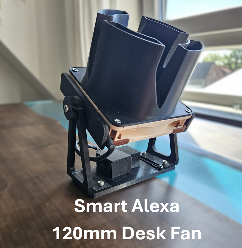 Alexa-Ready Smart 120 mm Desk Fan – 3D-Printable Stand & ESP8266 Enclosure