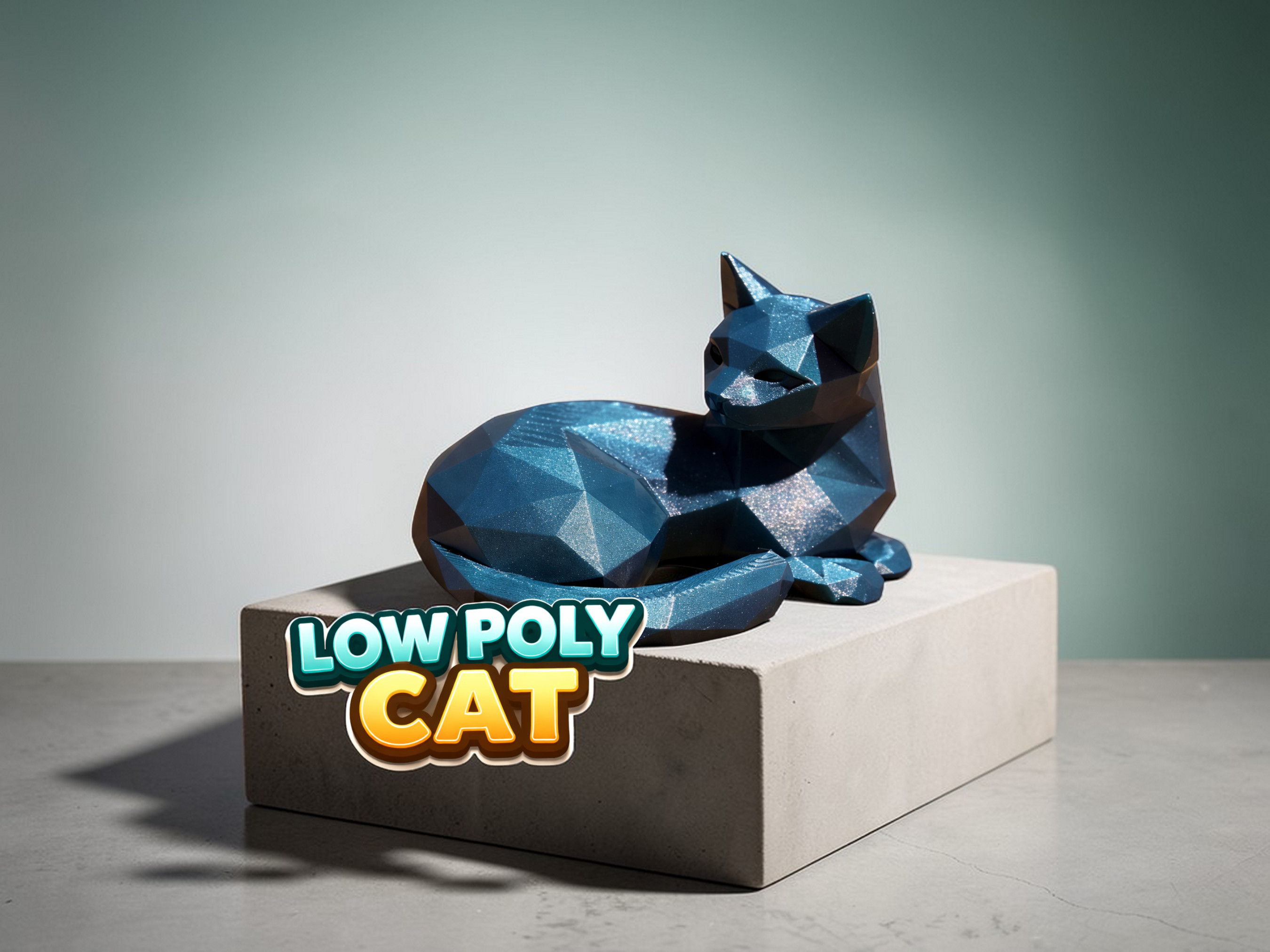 Low Poly Resting Cat Sculpture 3D model by 3D4pets
