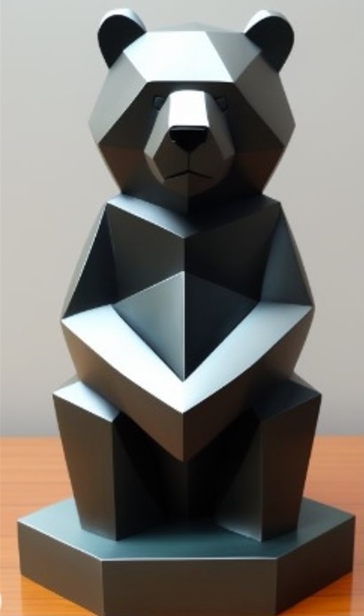 Bear low polly brutalist statue