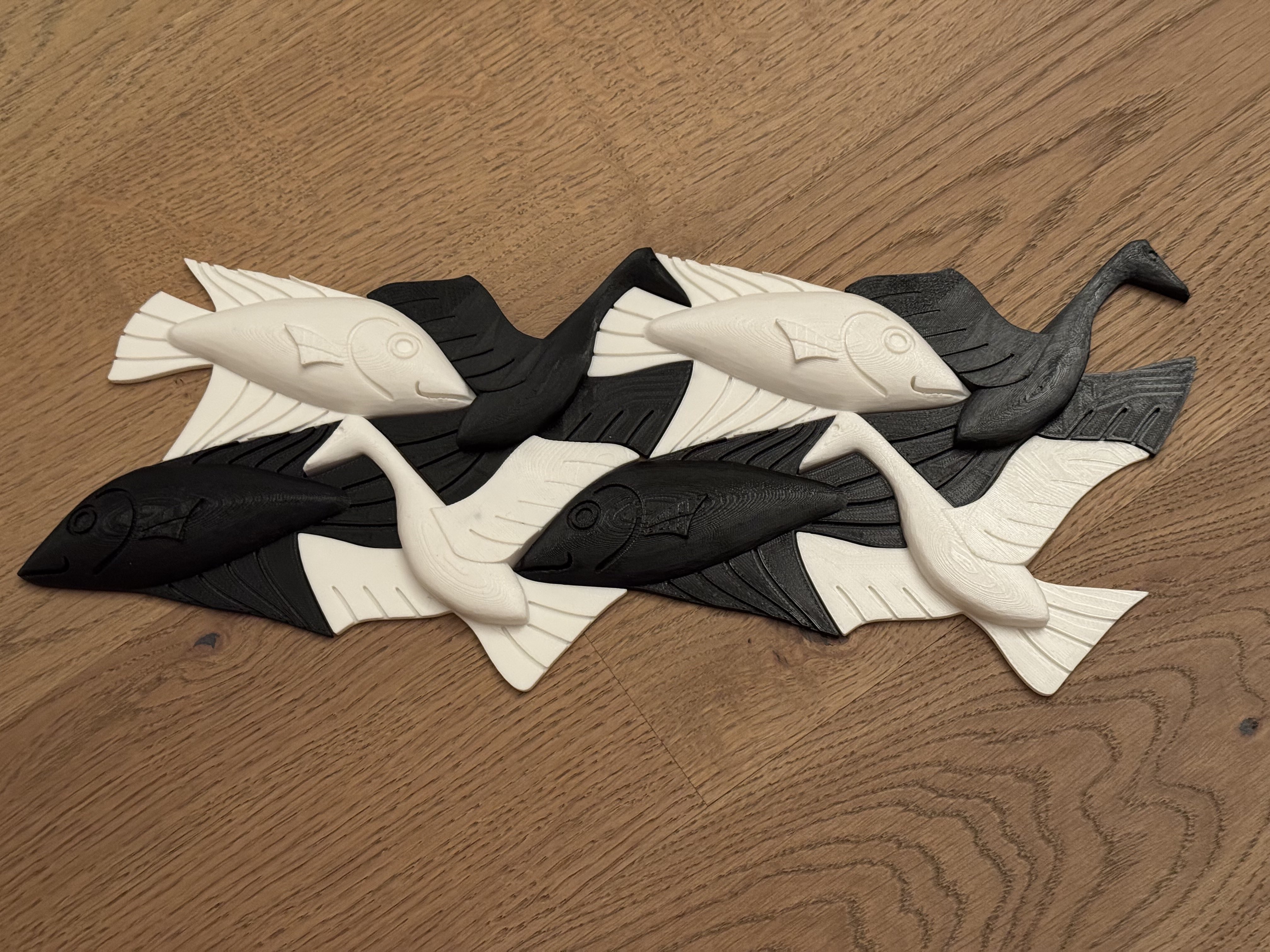 Escher's Birds and Fish Tessellation, Optimized 3D model thumbnail